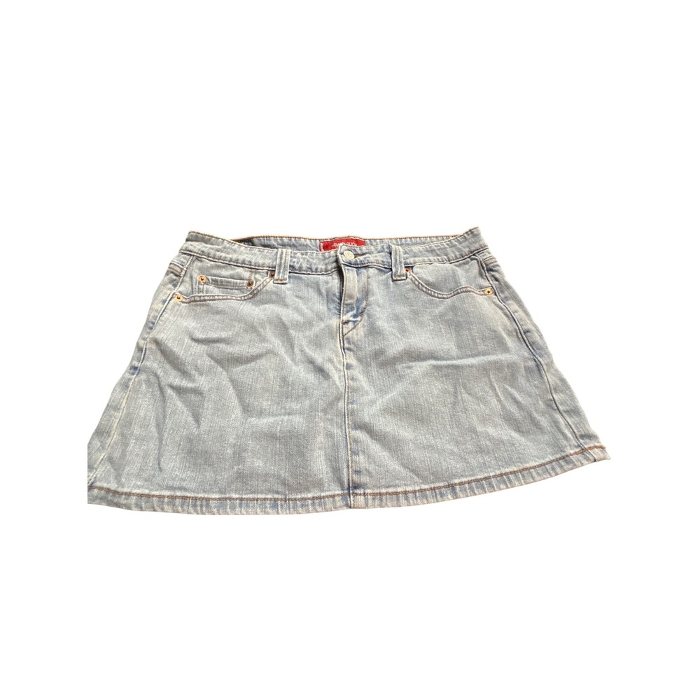 Levis Low Slouch Denim Mini Skirt Light Wash Blue Size 11JR 5-Pocket Low Rise